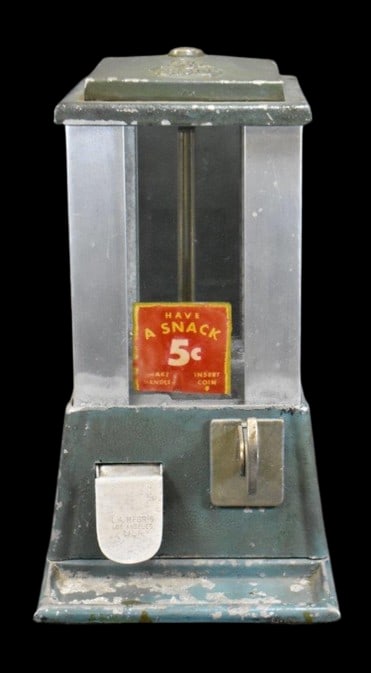 Sun 5 cent gum/ candy vending machine w/ catch tray (1 of 10)