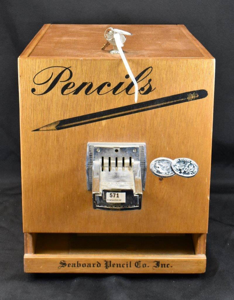 Seaboard Pencil Co. Inc. "pencils" Vending Machine W/ Key Auction