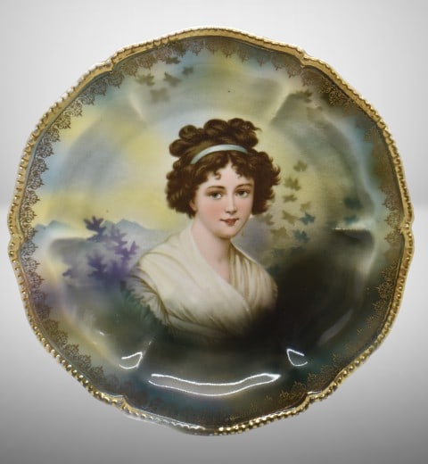 R.S. Prussia portrait 8.5"d plate, LeBrun I, red mark: R.S. Prussia portrait 8.5"d plate, LeBrun I, red mark;