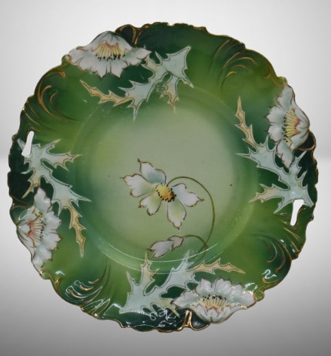 Mrkd. Germany Saxe Altenburg 10.5"d plate, floral decoration: Mrkd. Germany Saxe Altenburg 10.5"d plate, floral decoration ;