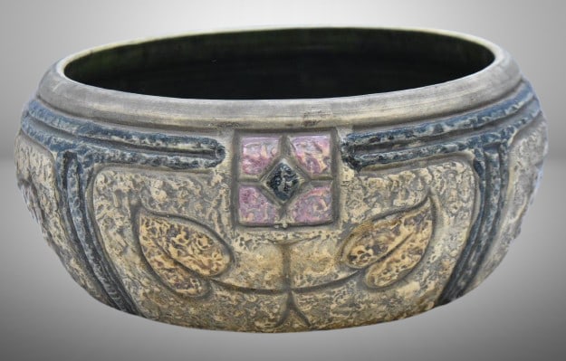 Roseville Mostique 3.5"h x 6.5"d bowl, brown: Roseville Mostique 3.5"h x 6.5"d bowl, brown;