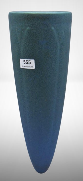 Rookwood #2107 9.5" wall pocket, blue/greens glaze, 1917 (1 of 10)