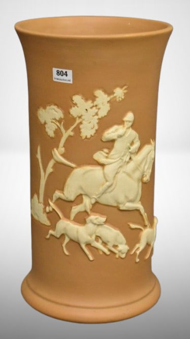 Mrkd. Weller Chase 11.5" vase, unusual brown color: Mrkd. Weller Chase 11.5" vase, unusual brown color;