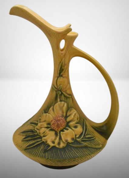 Roseville Peony 8-10" ewer, yellow (1 of 5)