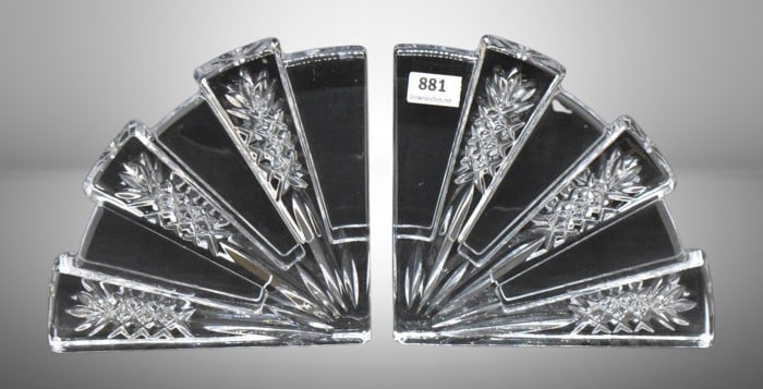 Pair of Waterford Crystal fan-shaped bookends, 5"h (1 of 8)
