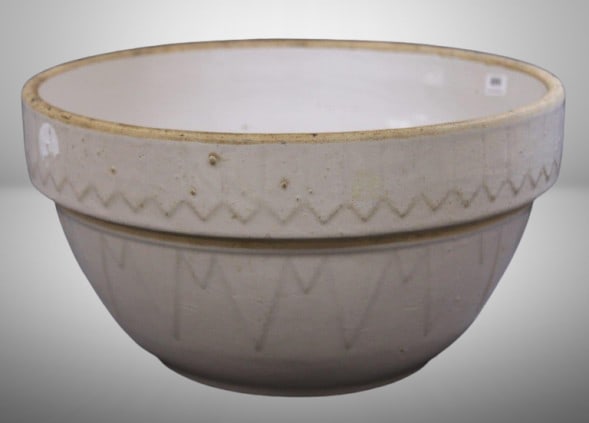 Primitive Picket Fence stoneware mixing bowl, 7"h x 12"d (1 of 4)