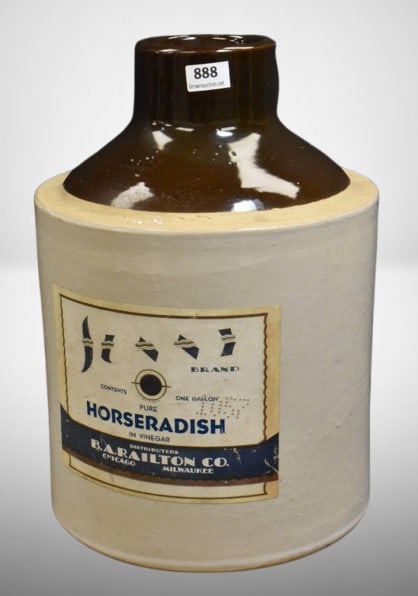 "Horseradish" 1 gallon crock jug: "Horseradish" 1 gallon crock jug;