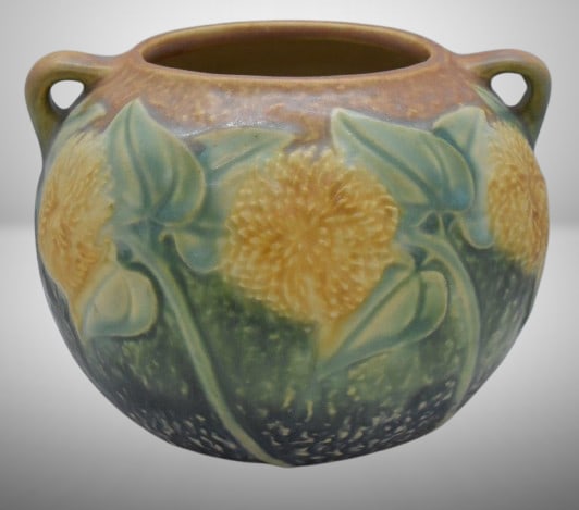 Roseville Sunflower 4"h dbl. handled bowl (1 of 7)