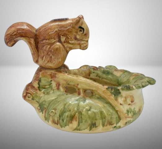 Weller Woodcraft figural squirrel on 2.5"h x 5"d bowl (1 of 6)