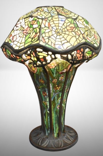 Tiffany-Style Spiderweb stained/leaded glass lamp - large size! (1 of 15)