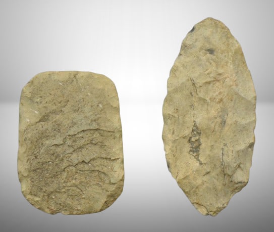 (2) Pre-Columbian Native American Indian artifacts - stone tools (1 of 5)