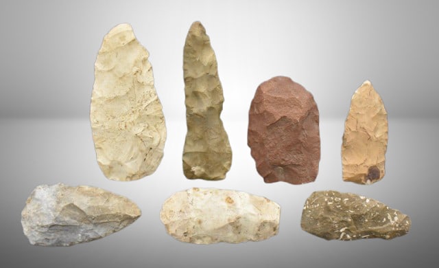 (7) Pre-Columbian Native American Indian artififacts - stone tools and points (1 of 9)