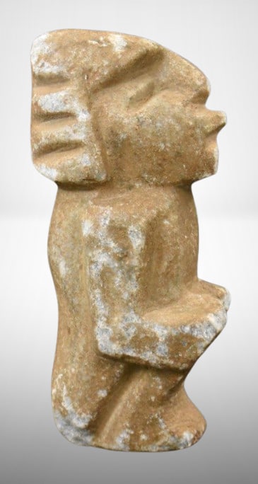 Iroquois squatting man soap stone fetish, 7.5"t: Iroquois squatting man soap stone fetish, 7.5"t; ; **FROM THE GALEN NICHOLS COLLECTION WE HAVE RELIED ON GALEN HEAVILY FOR WHAT DETAILS AND PROVENANCE WE HAVE SHARED. GALEN HAS COLLECTED FOR OVER 50 Y