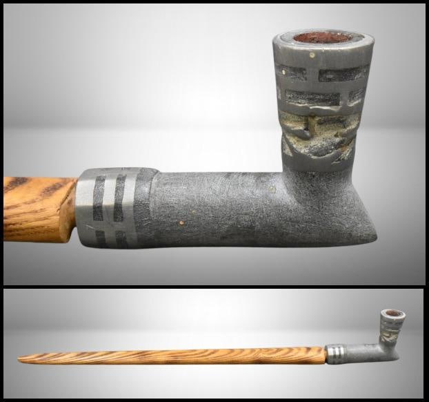 Native American Pipe - old!: Native American Pipe - old!; stem made by Galen, pipe Gifted from Lone Star; **FROM THE GALEN NICHOLS COLLECTION WE HAVE RELIED ON GALEN HEAVILY FOR WHAT DETAILS AND PROVENANCE WE HAVE SHARED. GALEN H