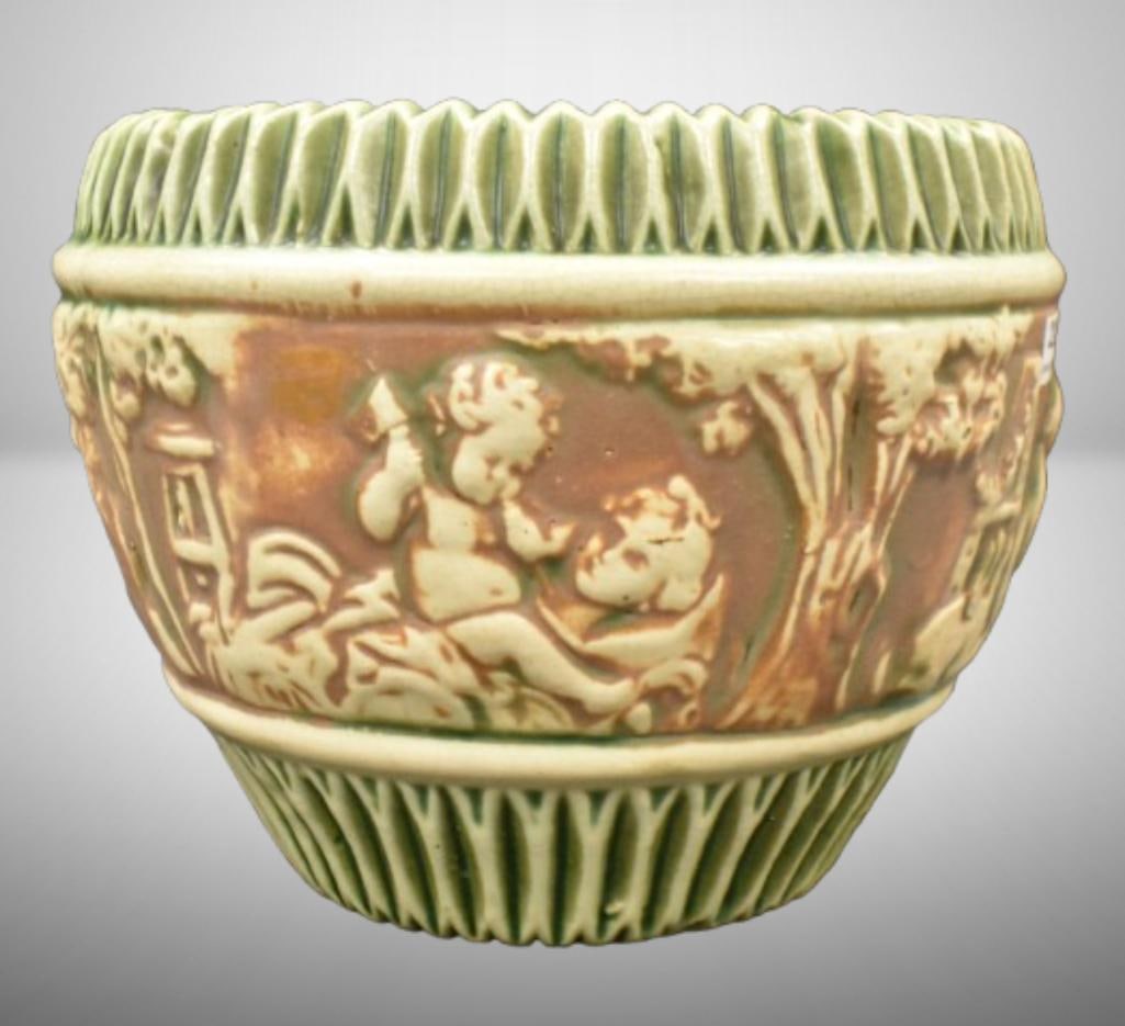 Roseville Donatello 575-5" jardiniere; . Please use pictures as part of the description. Brown: Roseville Donatello 575-5" jardiniere; . Please use pictures as part of the description. Brown Auction attempts to call any flaw that can affect the value of each piece. It is the buyer's responsibili