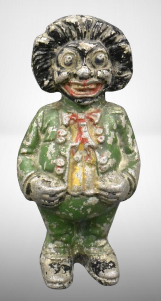 Cast alloy Golliwog 6" still bank (John Harper); . Please use pictures as part of the description.: Cast alloy Golliwog 6" still bank (John Harper); . Please use pictures as part of the description. Brown Auction attempts to call any flaw that can affect the value of each piece. It is the buyer's re