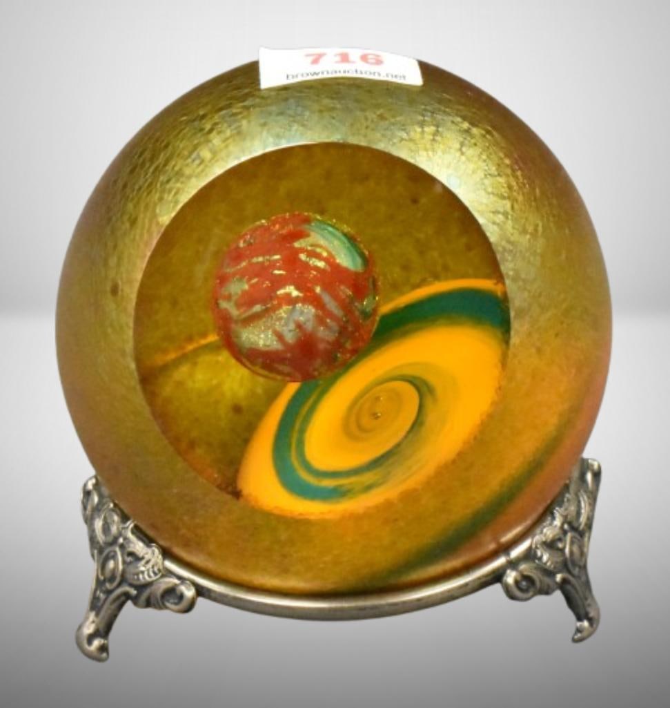 Mrkd. Glass Eye Studio - Europa Celestial paperweight, 3.5"h (1 of 9)
