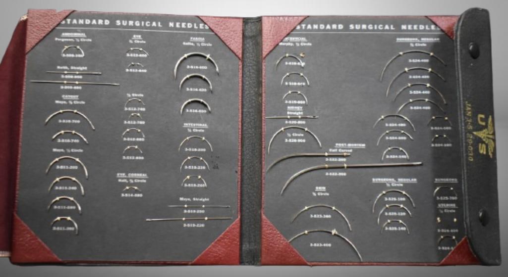 U.S. Standard Surgical Needles, original black case: U.S. Standard Surgical Needles, original black case; . Please use pictures as part of the description. Brown Auction attempts to call any flaw that can affect the value of each piece. It is the buyer'