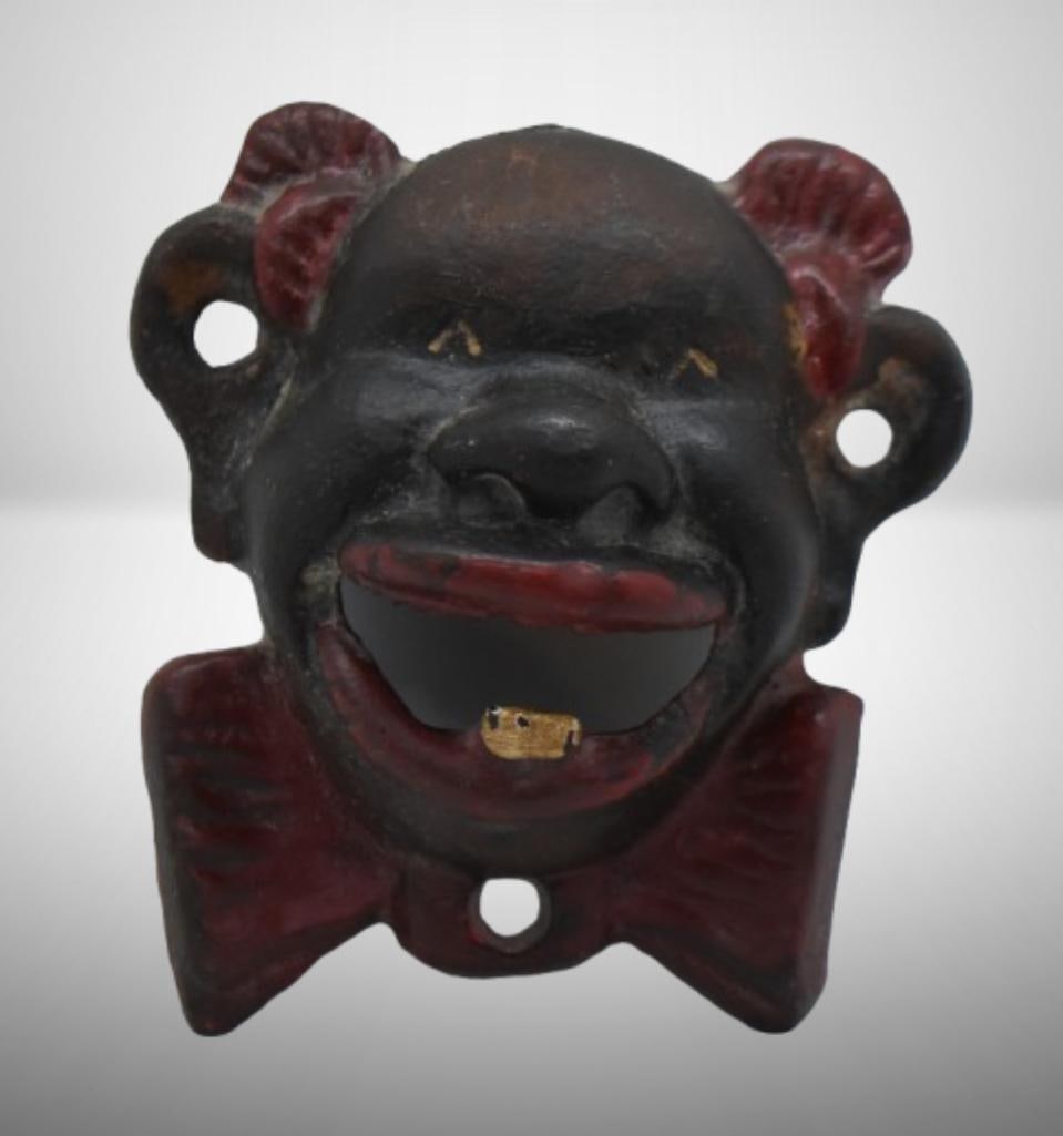 Cast Iron Sambo Black Americana wall mount bottle opener: Cast Iron Sambo Black Americana wall mount bottle opener; 4"h; Items as pictured