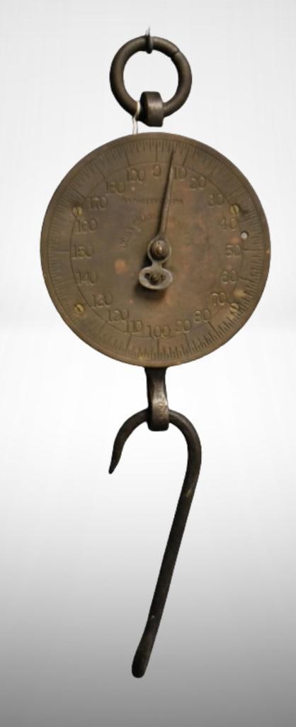 Cast Iron and brass Chatillon and Sons hanging scales, 200 lbs. capacity (1 of 10)