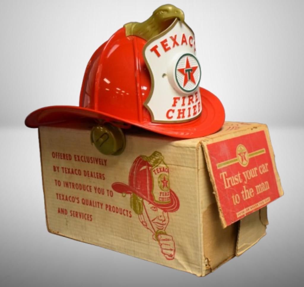 Texaco Fire Chief hat, rugged hard plastic, original box (1 of 15)