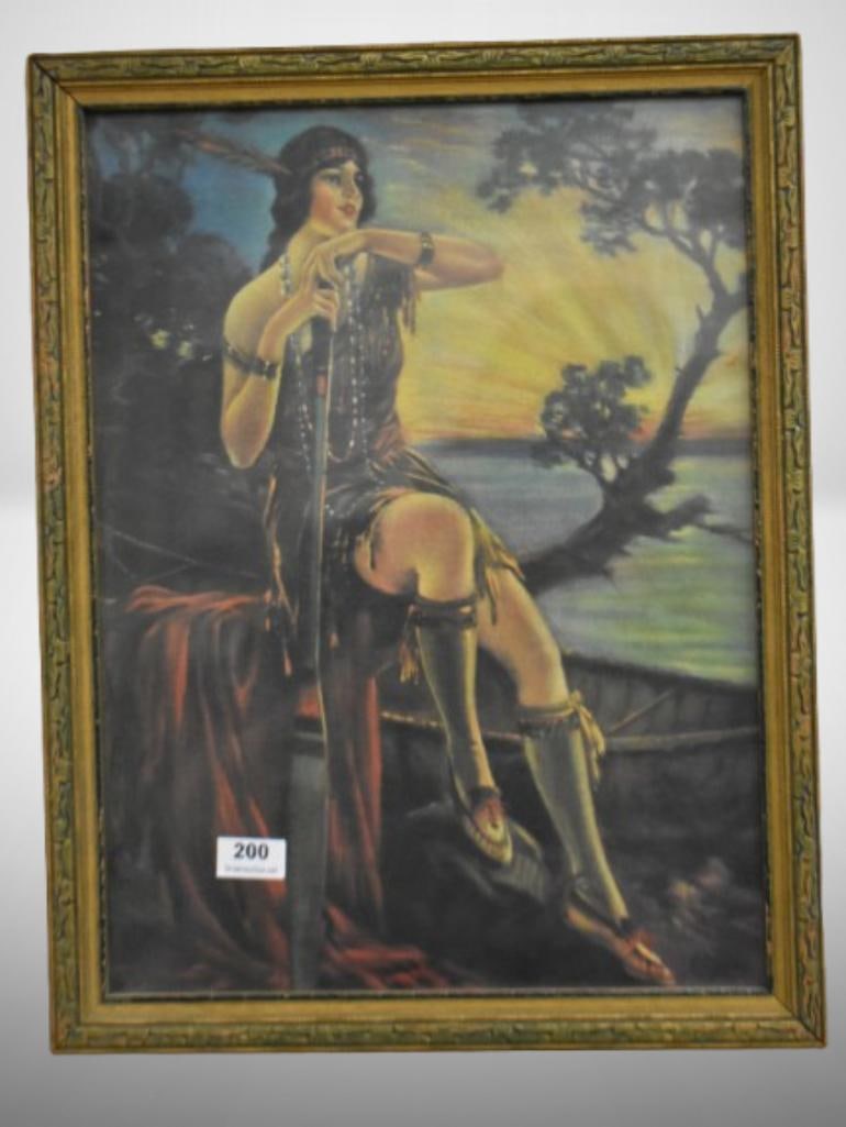 Indian maiden print featuring maiden w/ canoe and oar (1 of 6)