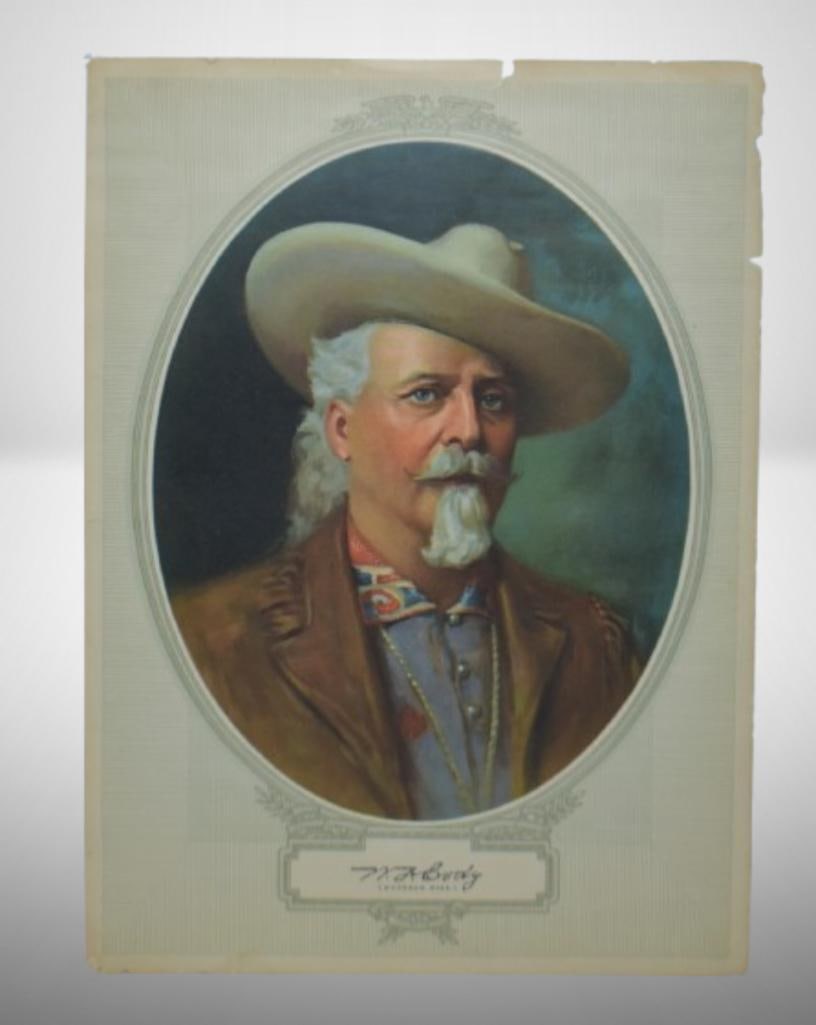 William F. Cody portrait secured by sending top of Post's 40% Bran Flakes w/ 3 cent stamp to company (1 of 10)