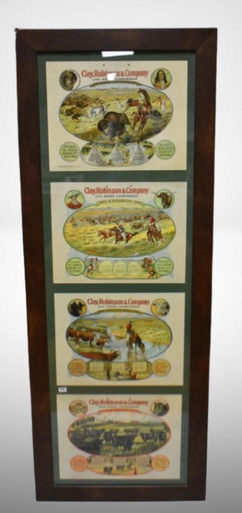 (4) 1907 Clay, Robinson and Co. Livestock Commission advertising calendar pages (1 of 9)