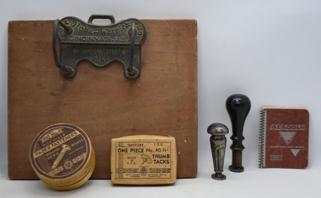 Globe-Wernicke Co. Columbia File clip board + few vintage office supplies (1 of 18)