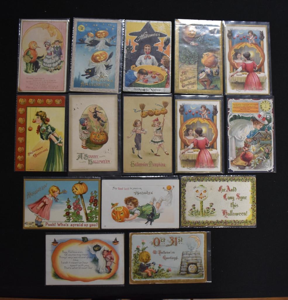 (15) Vintage Halloween postcards - several post dates of 1910 and 1915 (1 of 15)
