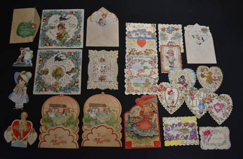 Box lot assortment of Vintage valentines incl. few fold-outs: Box lot assortment of Vintage valentines incl. few fold-outs; ; Items as pictured