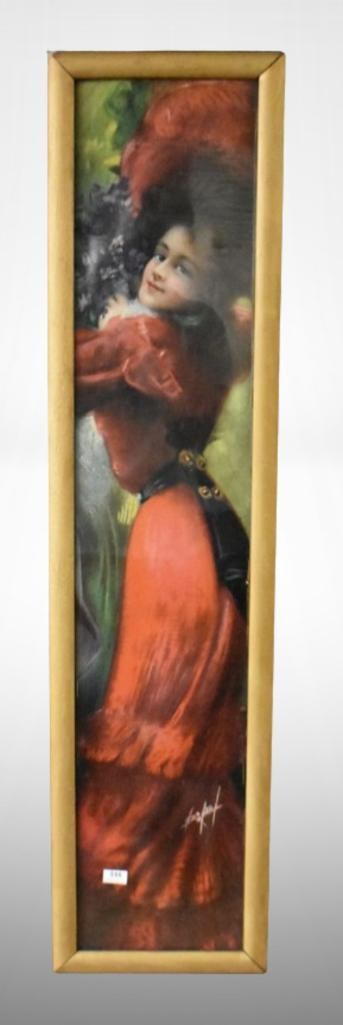 Vintage yard long print of woman in red dress and large (this print was often used for Pabst Malt (1 of 8)