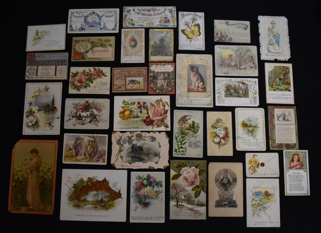 Assortment of Reward of Merit and other miscl. religious cards: Assortment of Reward of Merit and other miscl. religious cards; ; Items as pictured