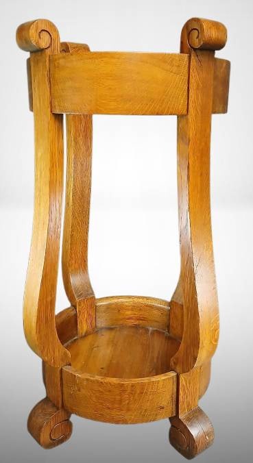 Solid Oak Umbrella Stand with Scroll Details (1 of 6)