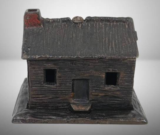 Cast Iron Log Cabin Bank, 2.5" Tall (1 of 8)