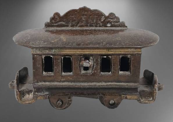 Cast Iron Trolley Bank, 4.5" Long (1 of 6)