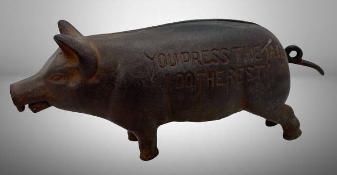 Cast Iron Pig-Form Cigar Cutter, 7.5" long (1 of 10)