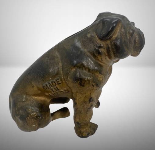 Cast Iron Seated Bulldog Bank, 4" Tall (1 of 8)