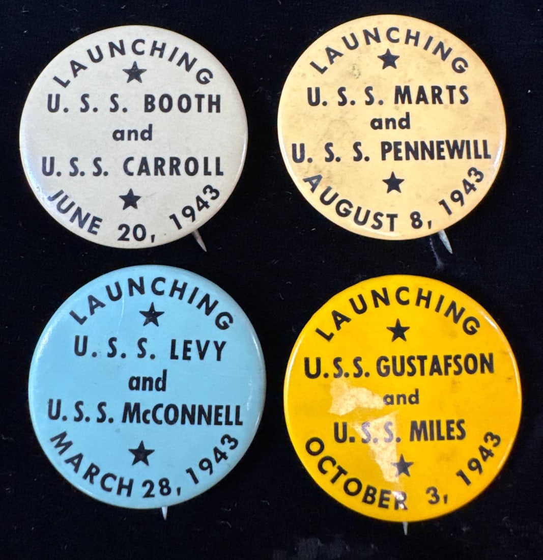 Four WWII Ship Launch Buttons (1 of 5)