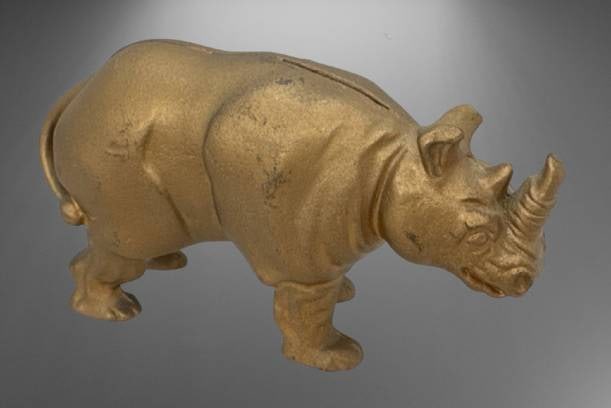 Cast Iron Rhino Bank, 5 Inches Long (1 of 7)