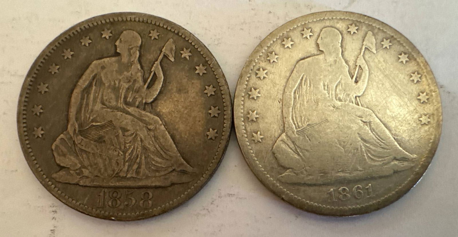 1858 and 1861-S Seated Liberty Half Dollars (1 of 5)