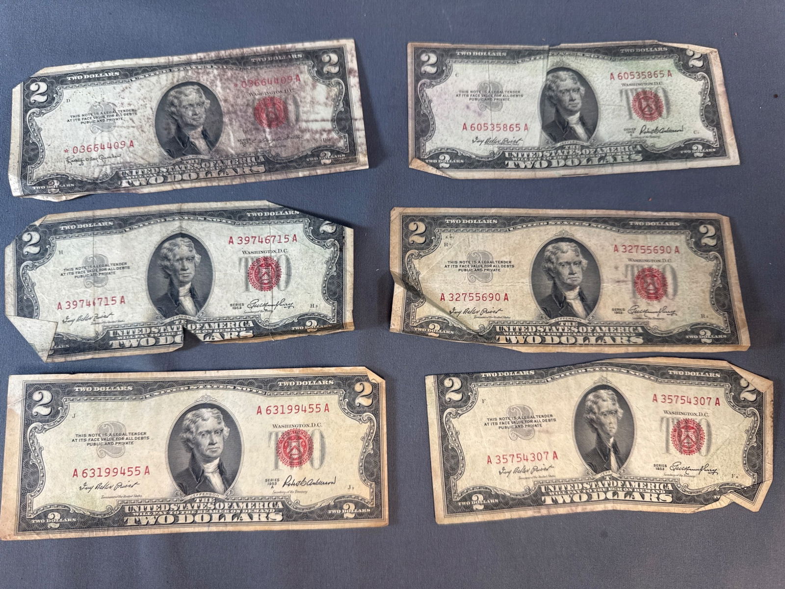 Series 1953 $2 United States Notes (Lot of 6) (1 of 5)