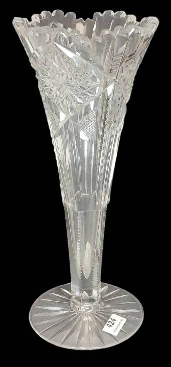 American Brilliant Cut Glass 10" trumpet-shaped Vase Vase (1 of 8)