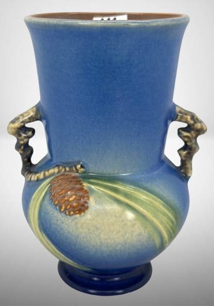 Roseville Pine Cone 839-6" Vase, Blue (1 of 7)
