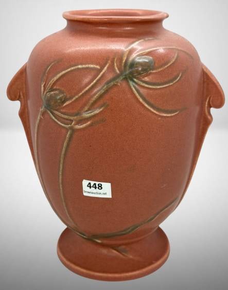 Roseville Teasel 884-8" Red Vase (1 of 7)