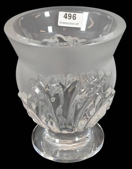 Lalique France Frosted and Clear Crystal Vase (1 of 9)