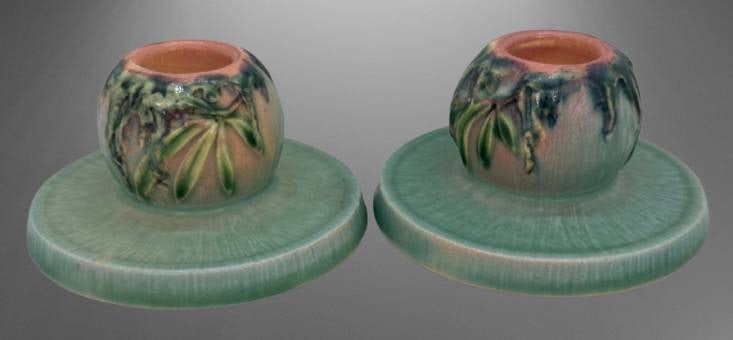 Roseville Moss 1109-2" Candle Holders, Pink/green (1 of 11)