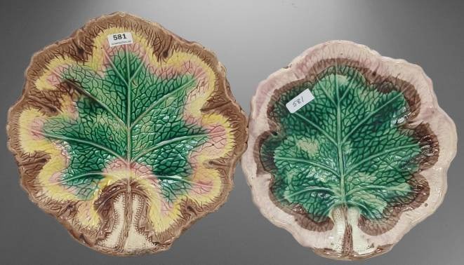 (2) Majolica Leaf-Shaped Plates (1 of 11)