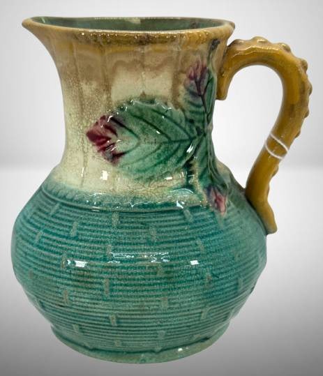 Majolica Ceramic Pitcher with Floral Design (1 of 7)