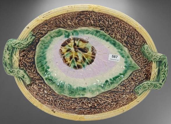 Majolica Oval Handled Platter (1 of 7)